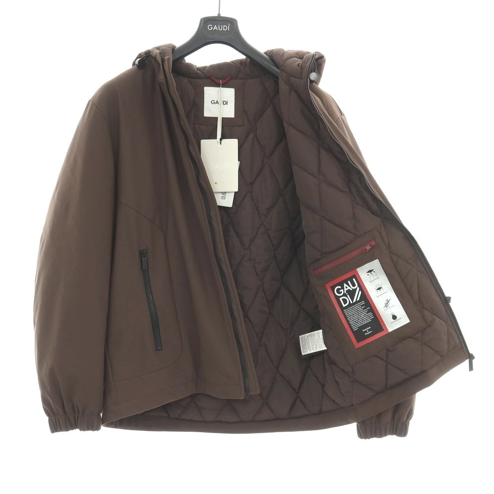 【新品】ガウディ GAUDI ナイロンポリウレタン フーデッド 中綿ブルゾン ブラウン【サイズL】【 状態ランクN 】【 メンズ 】