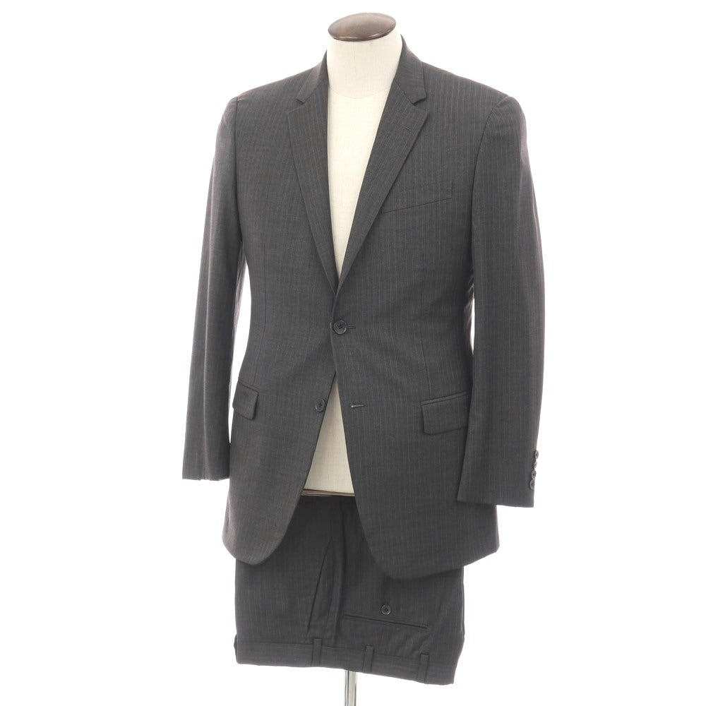 【中古】ブルックスブラザーズ Brooks Brothers Milano サクソンウール ストライプ 2つボタンスーツ グレー【サイズ40REG/34W】【 状態ランクC 】【 メンズ 】