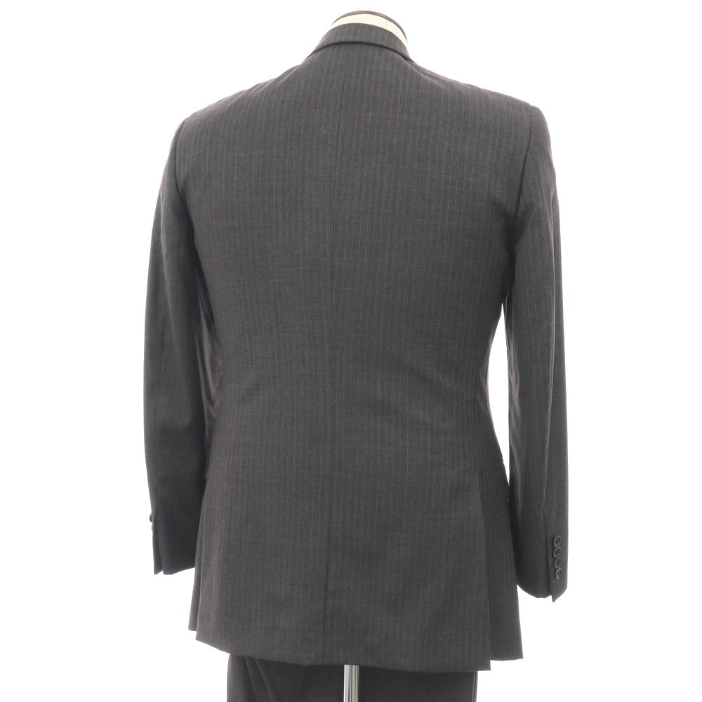 【中古】ブルックスブラザーズ Brooks Brothers Milano サクソンウール ストライプ 2つボタンスーツ グレー【サイズ40REG/34W】【 状態ランクC 】【 メンズ 】