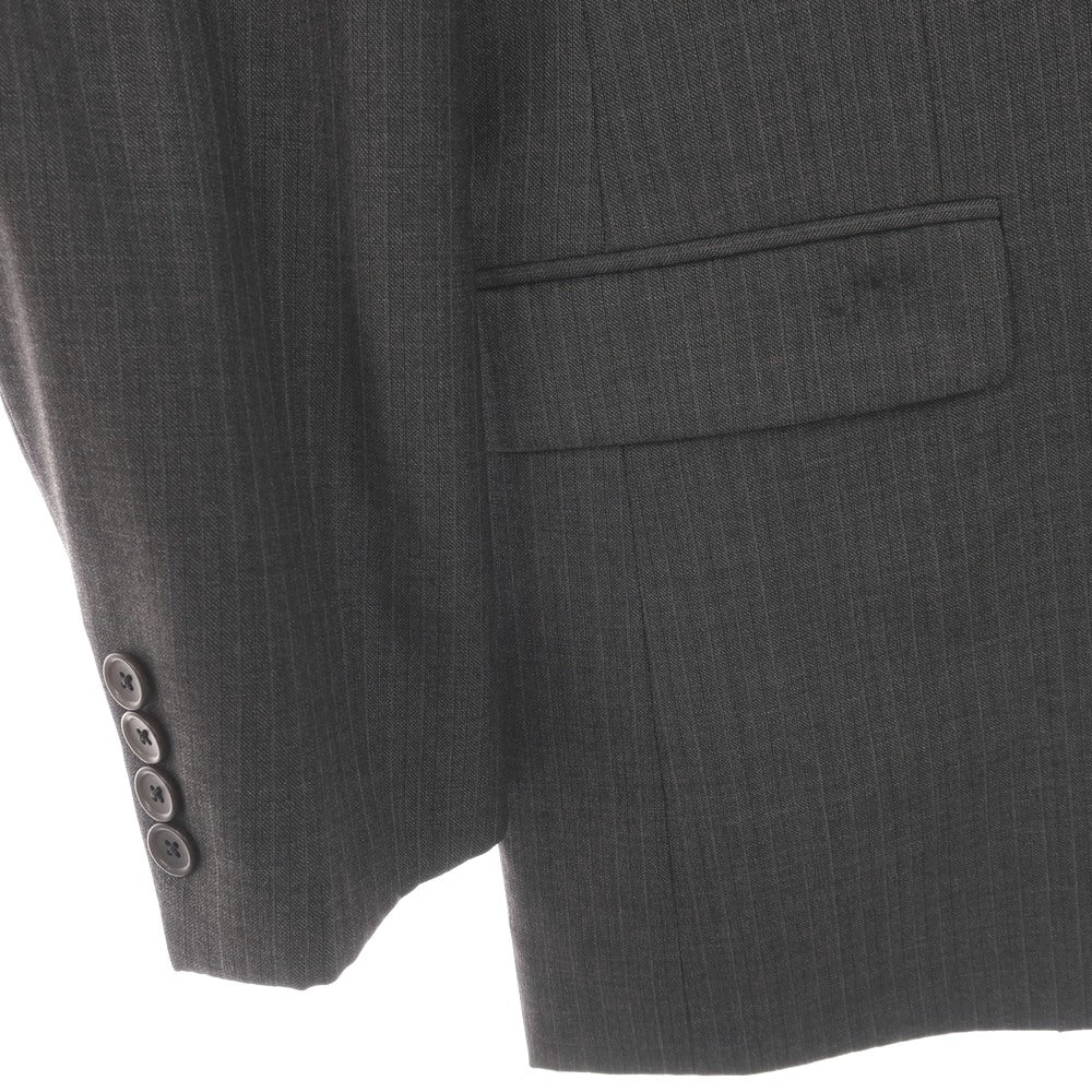 【中古】ブルックスブラザーズ Brooks Brothers Milano サクソンウール ストライプ 2つボタンスーツ グレー【サイズ40REG/34W】【 状態ランクC 】【 メンズ 】