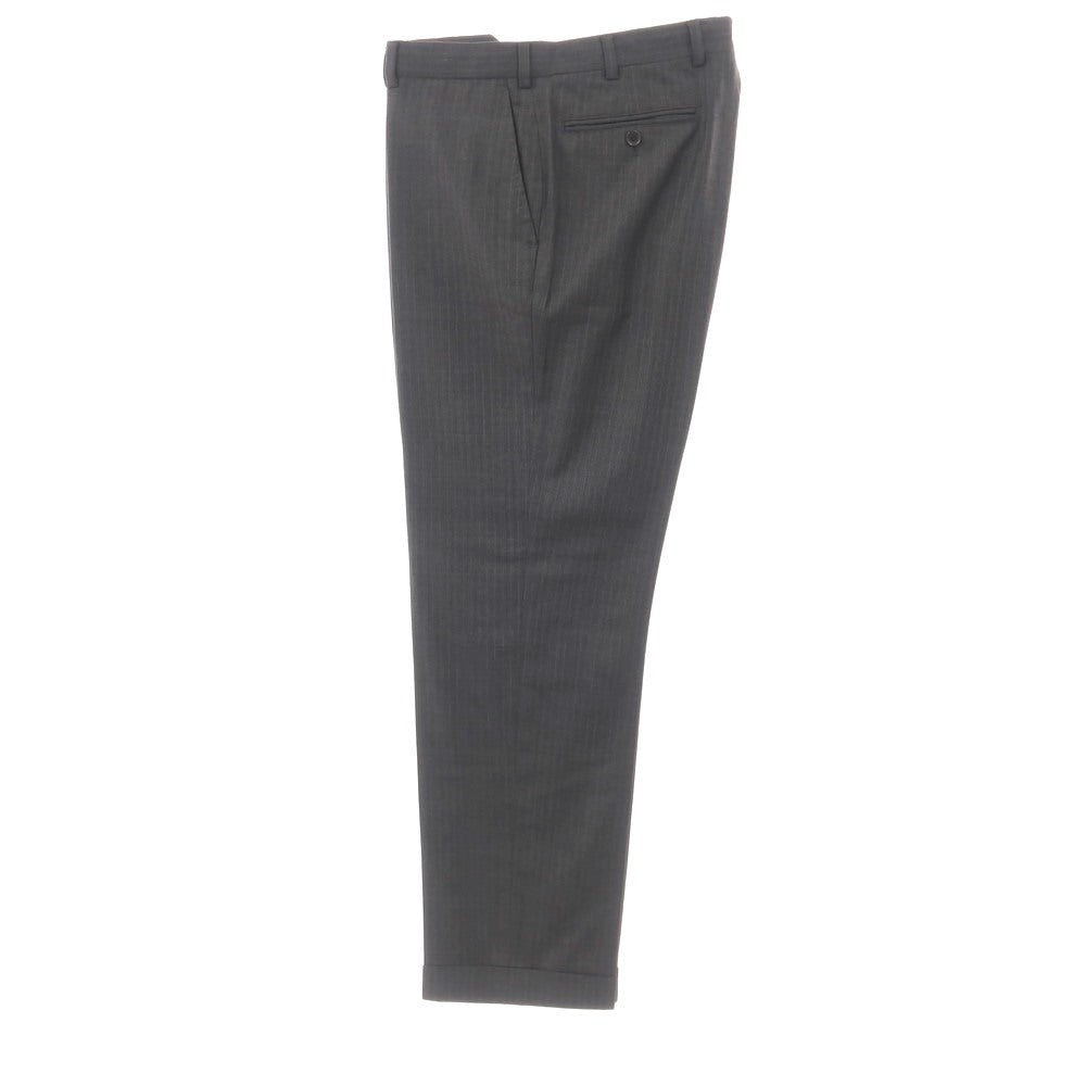 【中古】ブルックスブラザーズ Brooks Brothers Milano サクソンウール ストライプ 2つボタンスーツ グレー【サイズ40REG/34W】【 状態ランクC 】【 メンズ 】