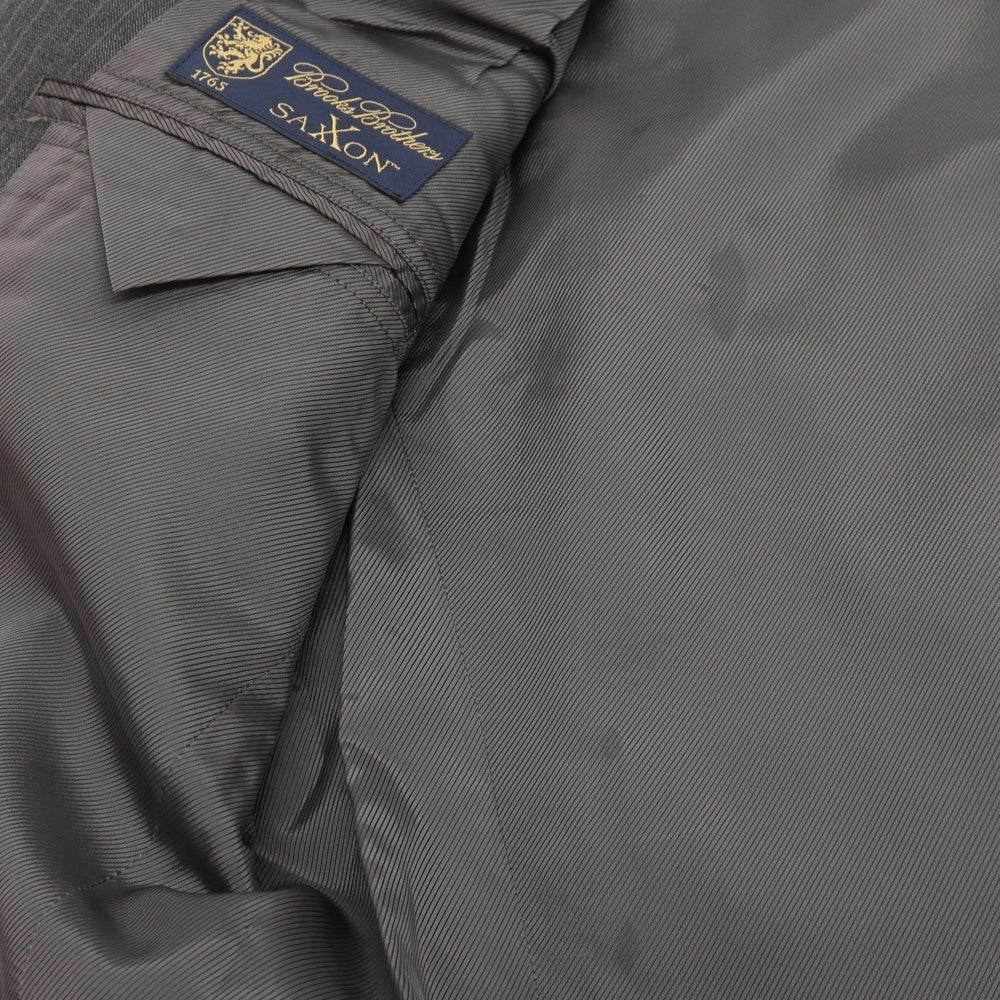 【中古】ブルックスブラザーズ Brooks Brothers Milano サクソンウール ストライプ 2つボタンスーツ グレー【サイズ40REG/34W】【 状態ランクC 】【 メンズ 】