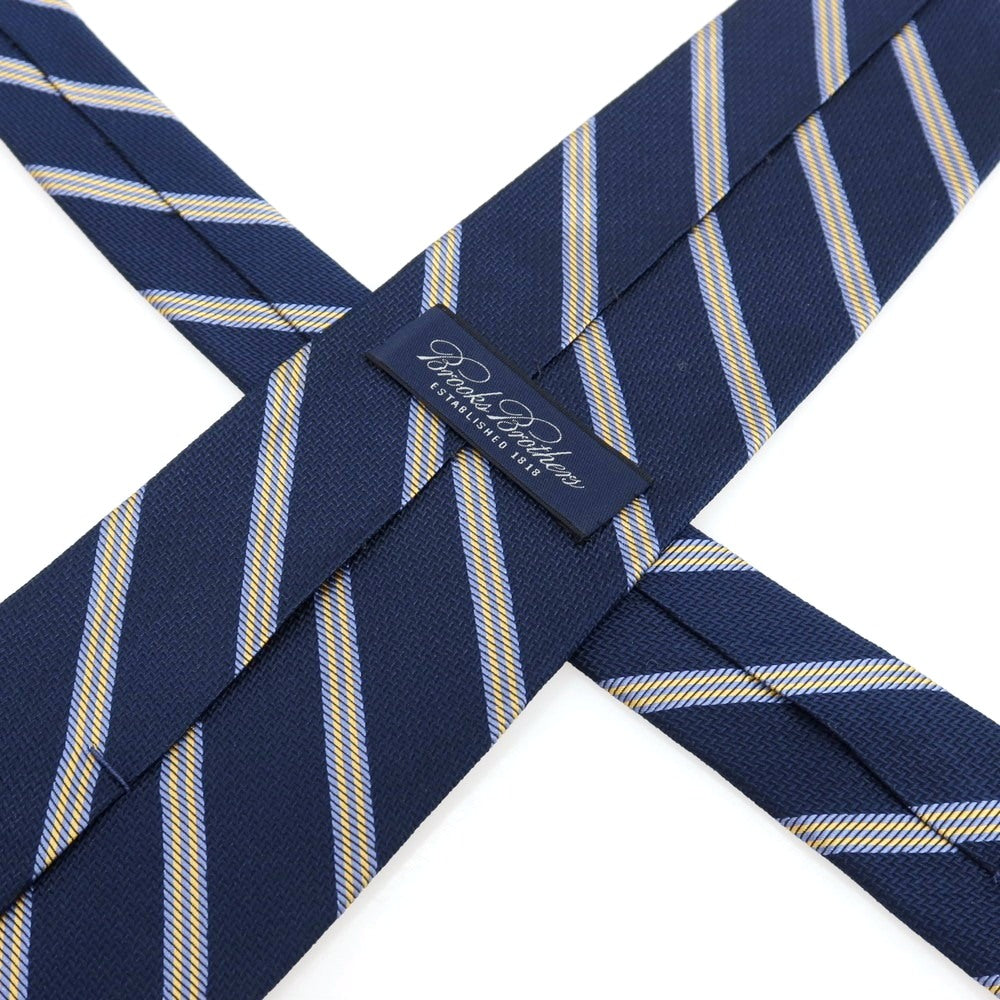 【中古】ブルックスブラザーズ Brooks Brothers シルク系 ストライプ柄ネクタイ ネイビーxイエロー【 状態ランクC 】【 メンズ 】