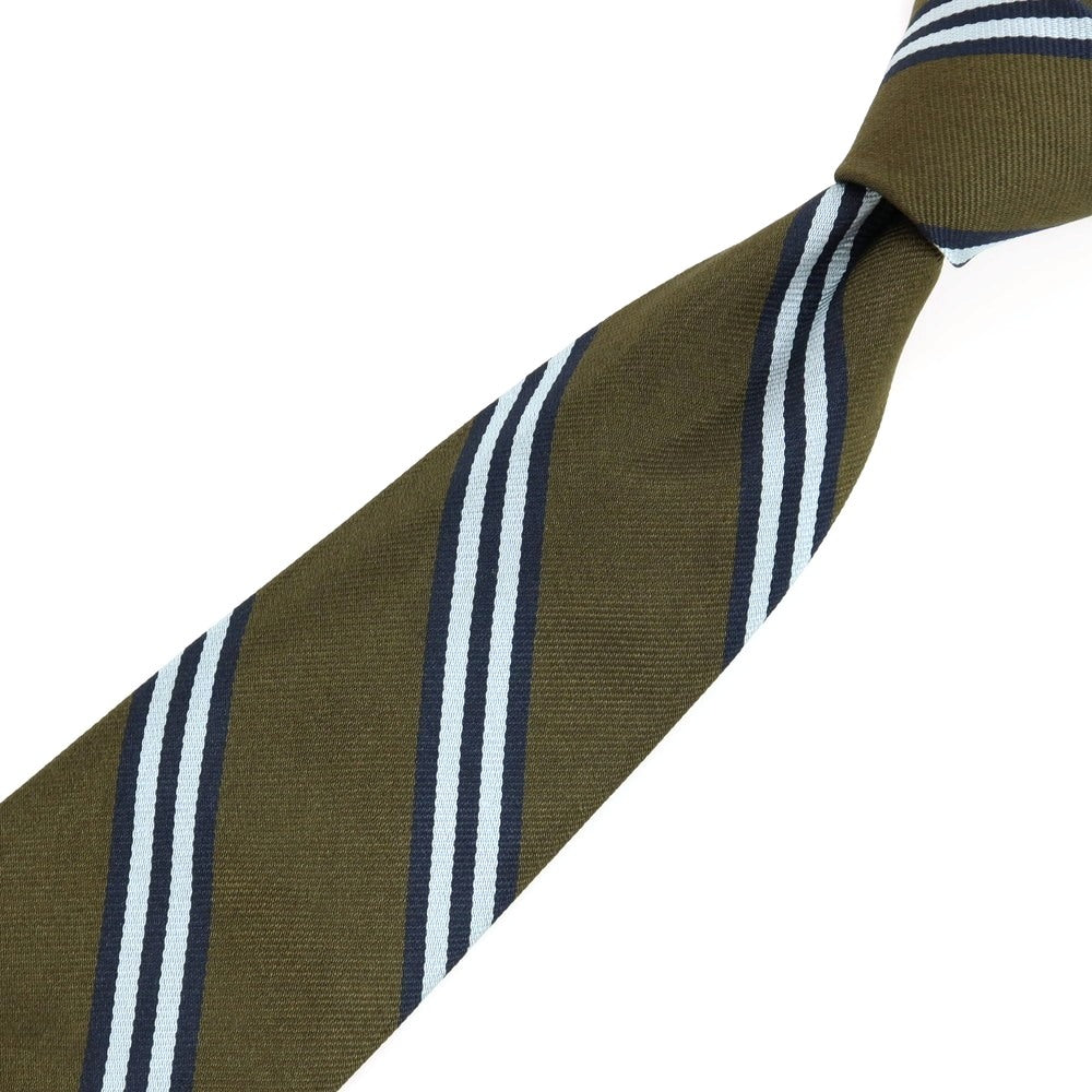 【中古】ブルックスブラザーズ Brooks Brothers MAKERS シルク ストライプ柄ネクタイ オリーブxネイビー【 状態ランクB 】【 メンズ 】
