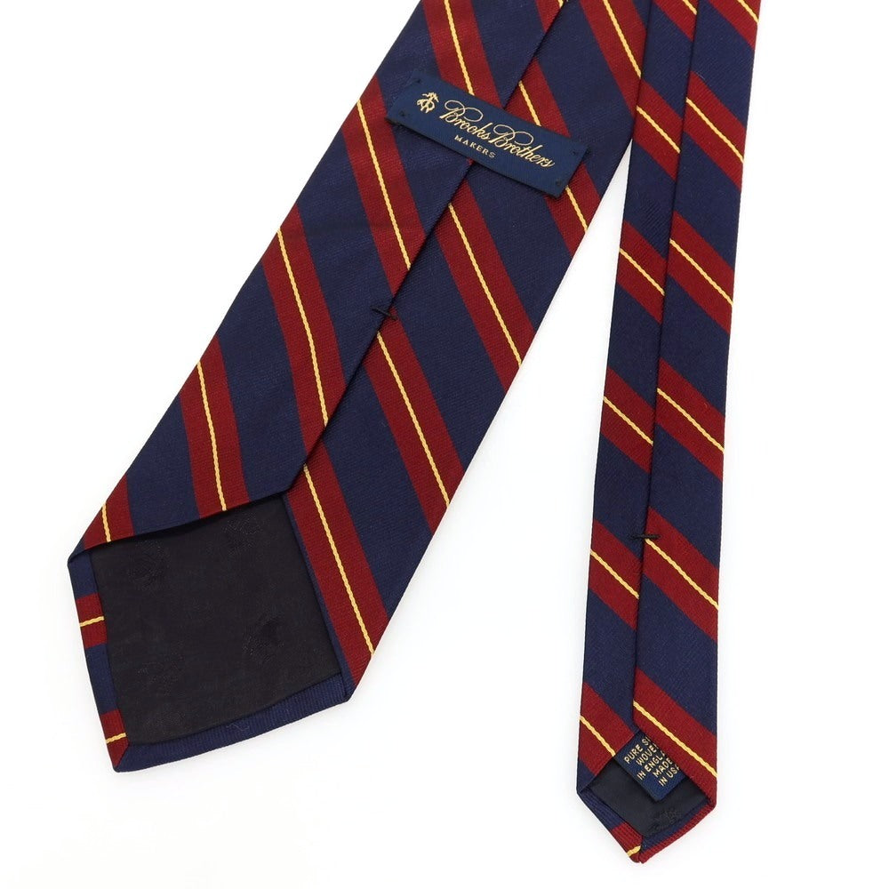 【中古】ブルックスブラザーズ Brooks Brothers MAKERS シルク ストライプ柄ネクタイ ネイビーxレッド【 状態ランクB 】【 メンズ 】