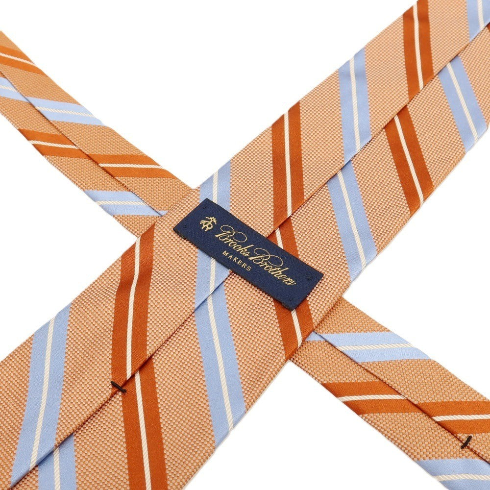 【中古】ブルックスブラザーズ Brooks Brothers MAKERS シルク ストライプ柄ネクタイ オレンジxライトブルー【 状態ランクB 】【 メンズ 】
