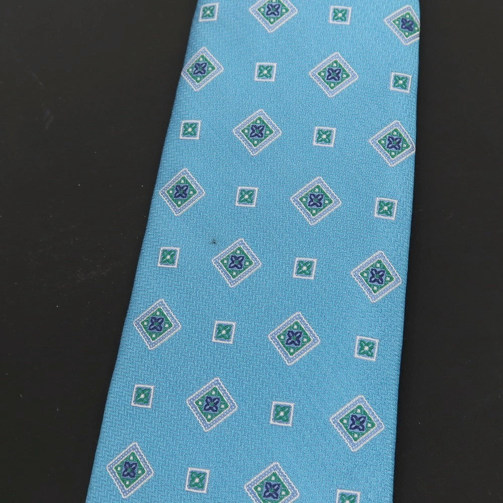 【中古】ブルックスブラザーズ Brooks Brothers makers and merchants シルク 小紋柄ネクタイ ライトブルーxグリーン【 状態ランクC 】【 メンズ 】