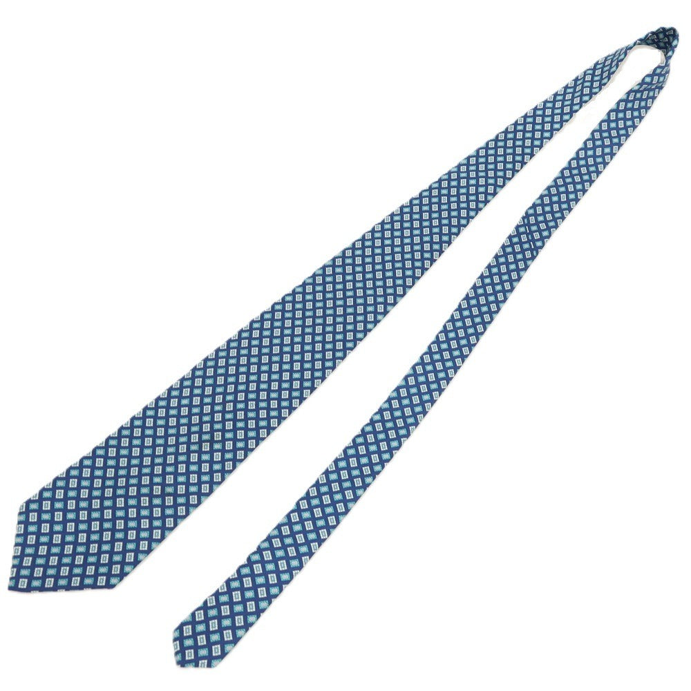 【中古】ブルックスブラザーズ Brooks Brothers MAKERS シルク プリント 小紋柄ネクタイ ダークブルーxターコイズ【 状態ランクB 】【 メンズ 】