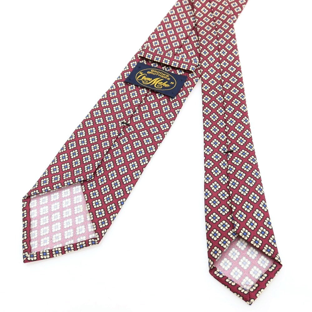 【中古】ブルックスブラザーズ Brooks Brothers シルク プリント 小紋柄ネクタイ ボルドーxホワイト【 状態ランクC 】【 メンズ 】