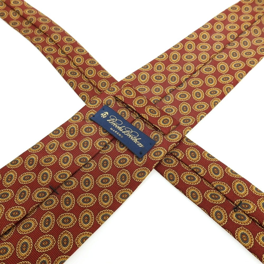 【中古】ブルックスブラザーズ Brooks Brothers MAKERS シルク プリント 小紋柄ネクタイ バーガンディxベージュ【 状態ランクB 】【 メンズ 】