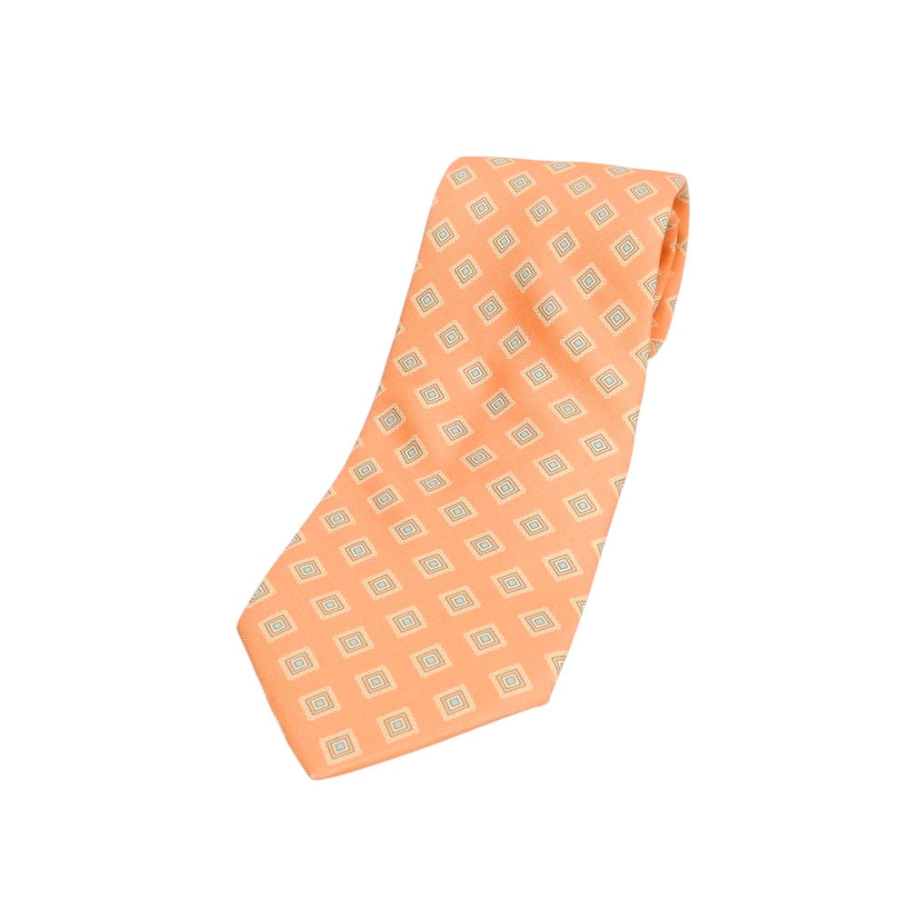 【中古】ブルックスブラザーズ Brooks Brothers Makers and Merchants シルク プリント 小紋柄ネクタイ サーモン系【 状態ランクC 】【 メンズ 】