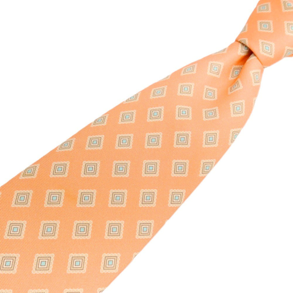 【中古】ブルックスブラザーズ Brooks Brothers Makers and Merchants シルク プリント 小紋柄ネクタイ サーモン系【 状態ランクC 】【 メンズ 】