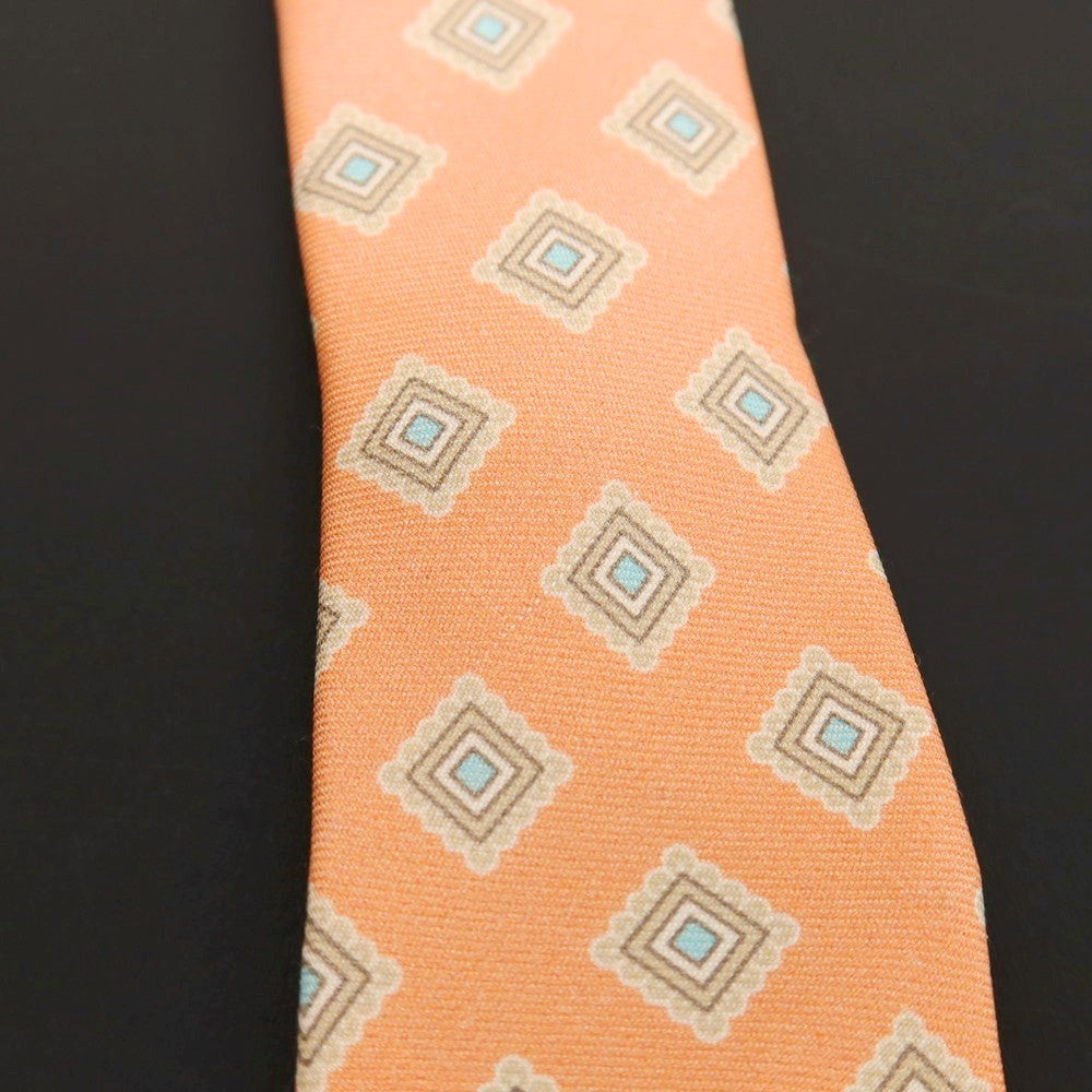 【中古】ブルックスブラザーズ Brooks Brothers Makers and Merchants シルク プリント 小紋柄ネクタイ サーモン系【 状態ランクC 】【 メンズ 】