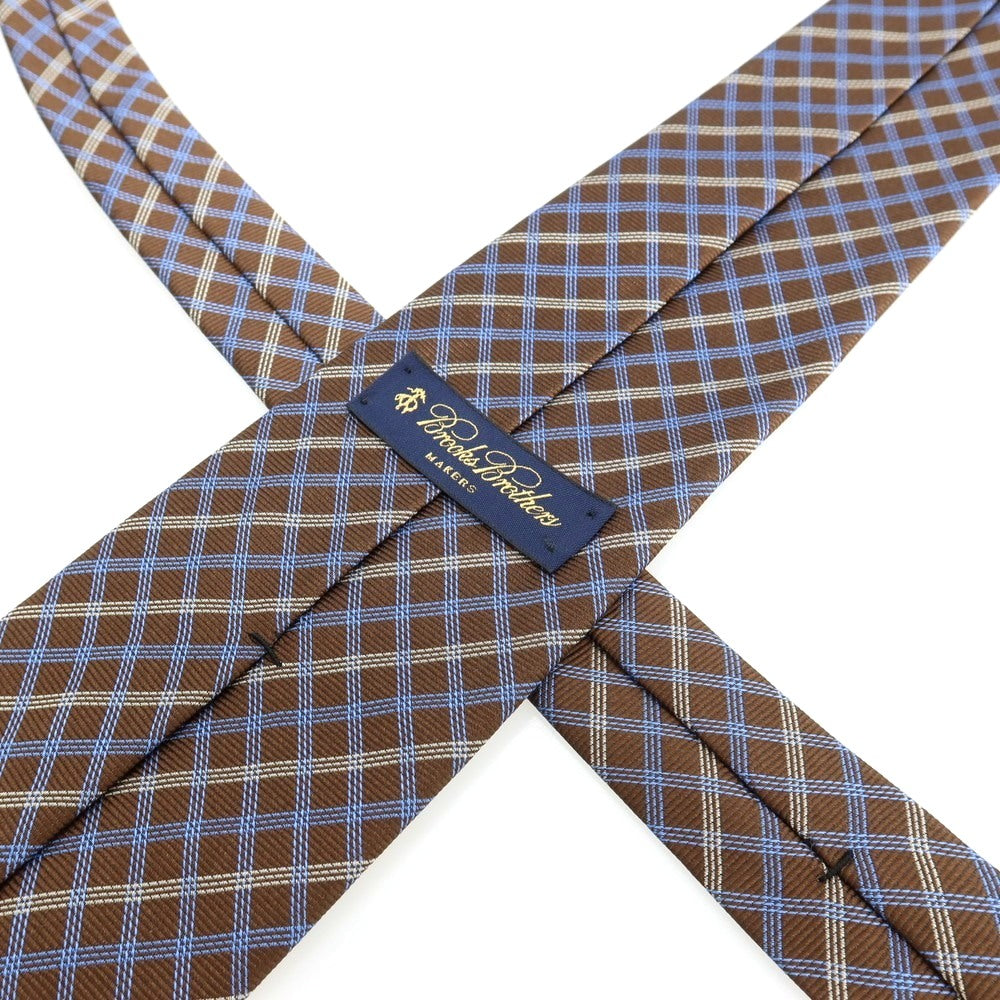【中古】ブルックスブラザーズ Brooks Brothers MAKERS シルク チェック柄ネクタイ ブラウンxブルー【 状態ランクB 】【 メンズ 】