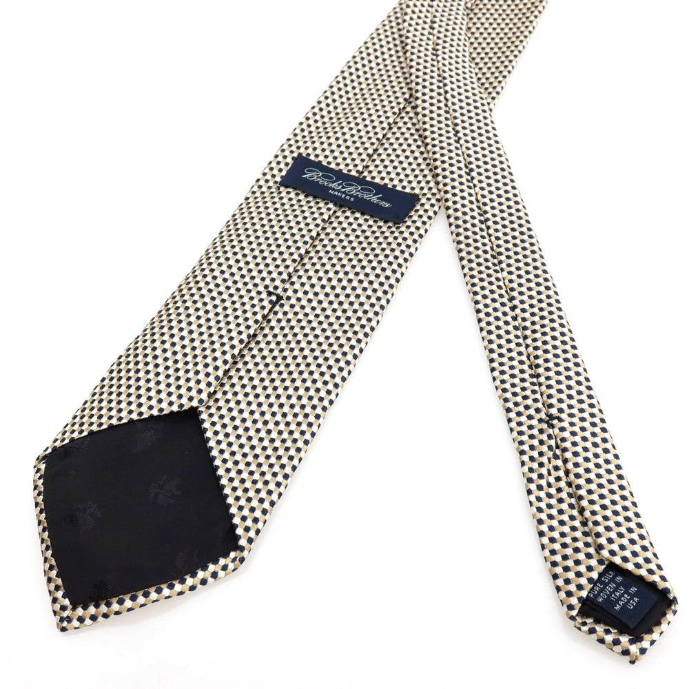 【中古】ブルックスブラザーズ Brooks Brothers MAKERS シルク ネクタイ ベージュxネイビー【 状態ランクC 】【 メンズ 】