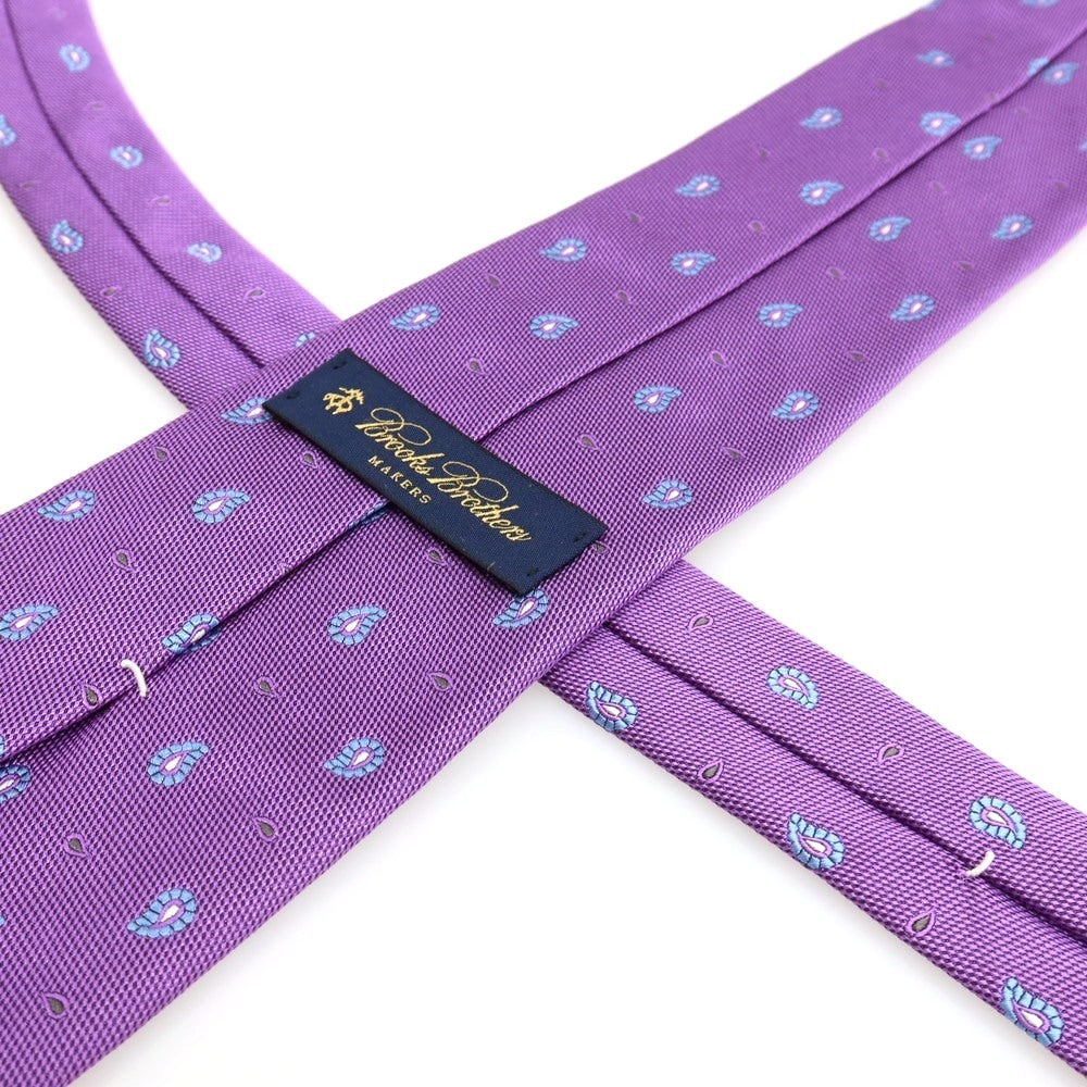 【中古】ブルックスブラザーズ Brooks Brothers MAKERS シルク ペイズリー 小紋柄ネクタイ パープルxライトブルー【 状態ランクB 】【 メンズ 】