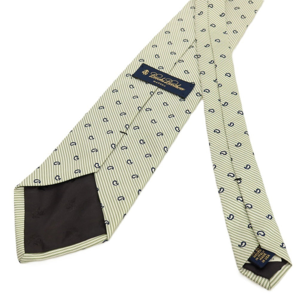 【中古】ブルックスブラザーズ Brooks Brothers MAKERS シルク ストライプ&ペイズリー 小紋柄ネクタイ グリーンxホワイト×ネイビー【 状態ランクB 】【 メンズ 】