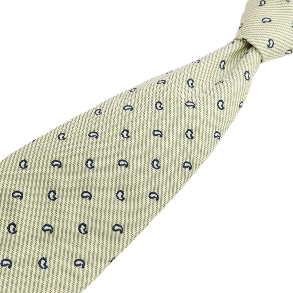 【中古】ブルックスブラザーズ Brooks Brothers MAKERS シルク ストライプ&ペイズリー 小紋柄ネクタイ グリーンxホワイト×ネイビー【 状態ランクB 】【 メンズ 】