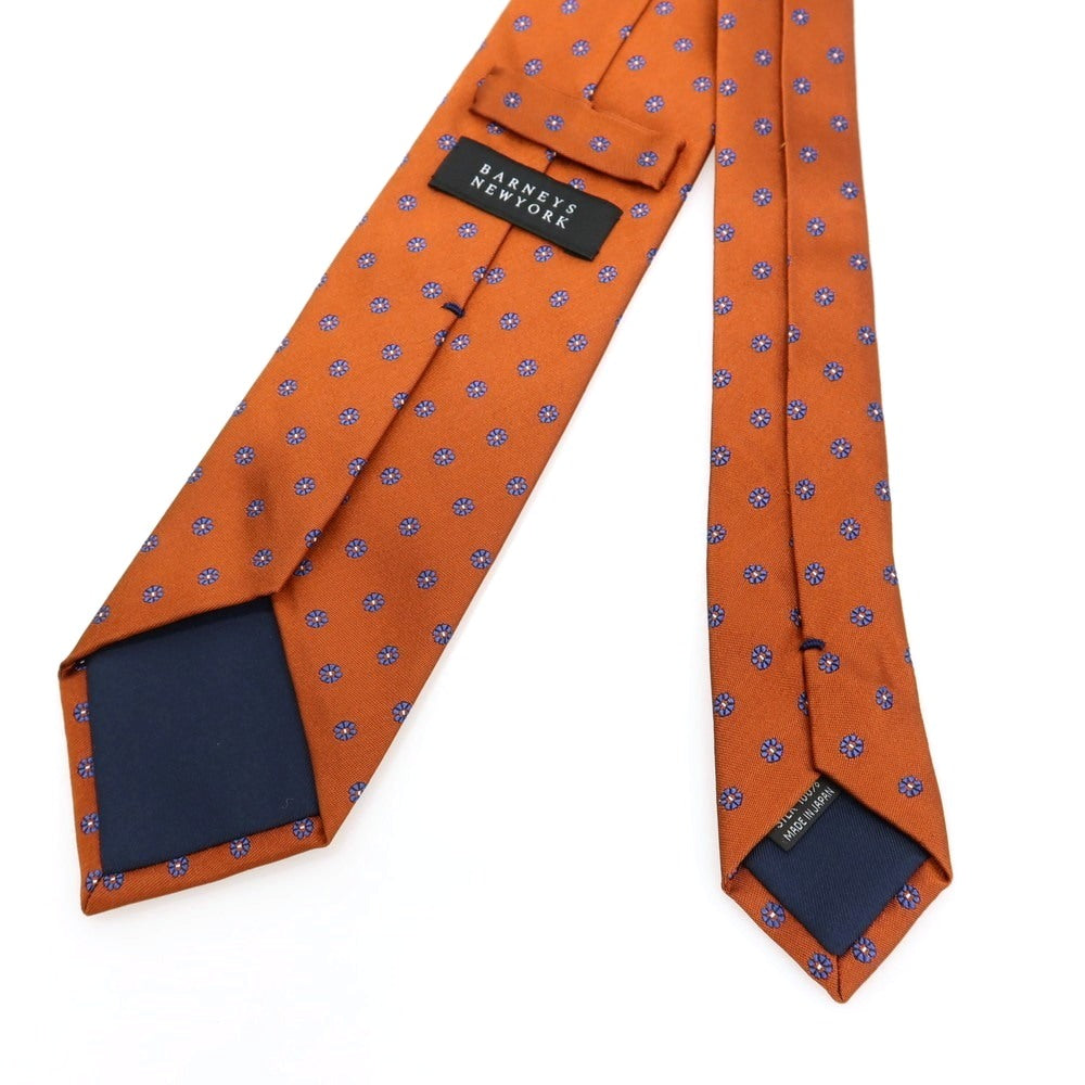 【中古】バーニーズニューヨーク BARNEYS NEWYORK シルク 花小紋柄ネクタイ ブラウンxブルー【 状態ランクB 】【 メンズ 】