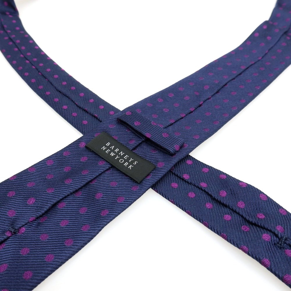【中古】バーニーズニューヨーク BARNEYS NEWYORK シルク ドット柄ネクタイ ネイビーxパープル【 状態ランクC 】【 メンズ 】