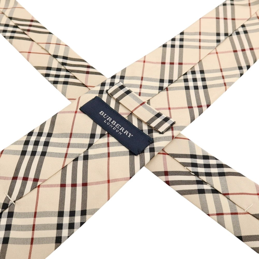 【中古】バーバリーロンドン BURBERRY LONDON シルク チェック柄ネクタイ ライトベージュxブラック【 状態ランクB 】【 メンズ 】