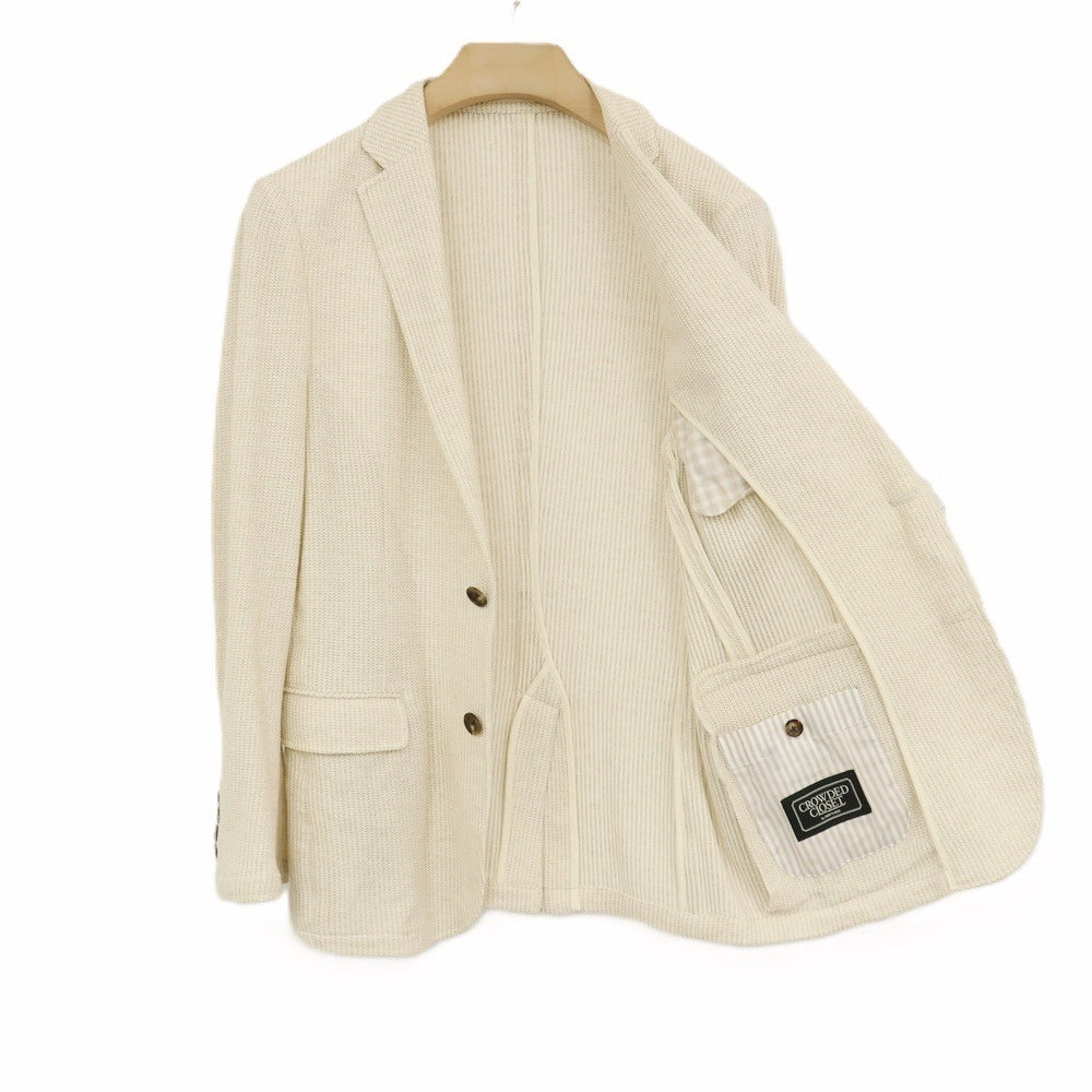 【中古】クラウデッドクローゼット CROWDED CLOSET コットンリネン2B ニットジャケット アイボリー系【サイズ2】【 状態ランクB 】【 メンズ 】
