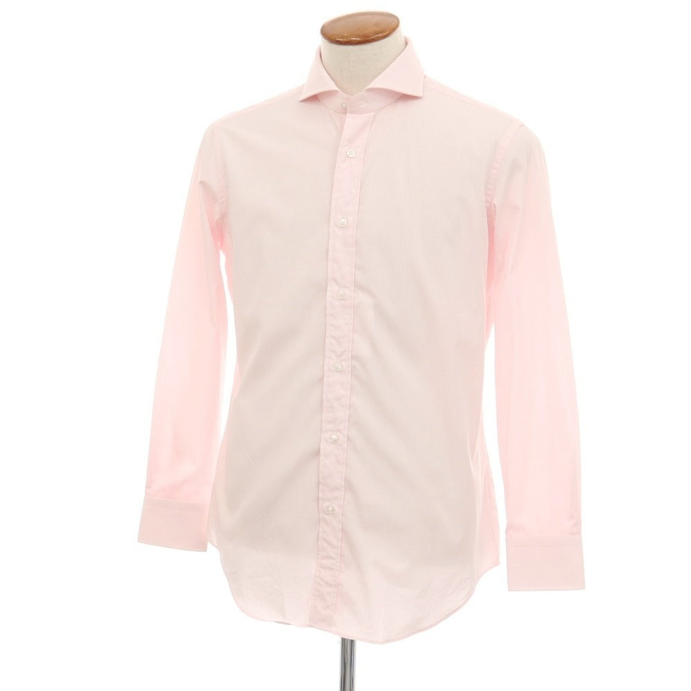 【中古】メイカーズシャツ カマクラ Makers Shirt 鎌倉 コットン チェック ホリゾンタルカラー ドレスシャツ ピンクxホワイト【サイズ表記なし(M位)】【 状態ランクA 】【 メンズ 】