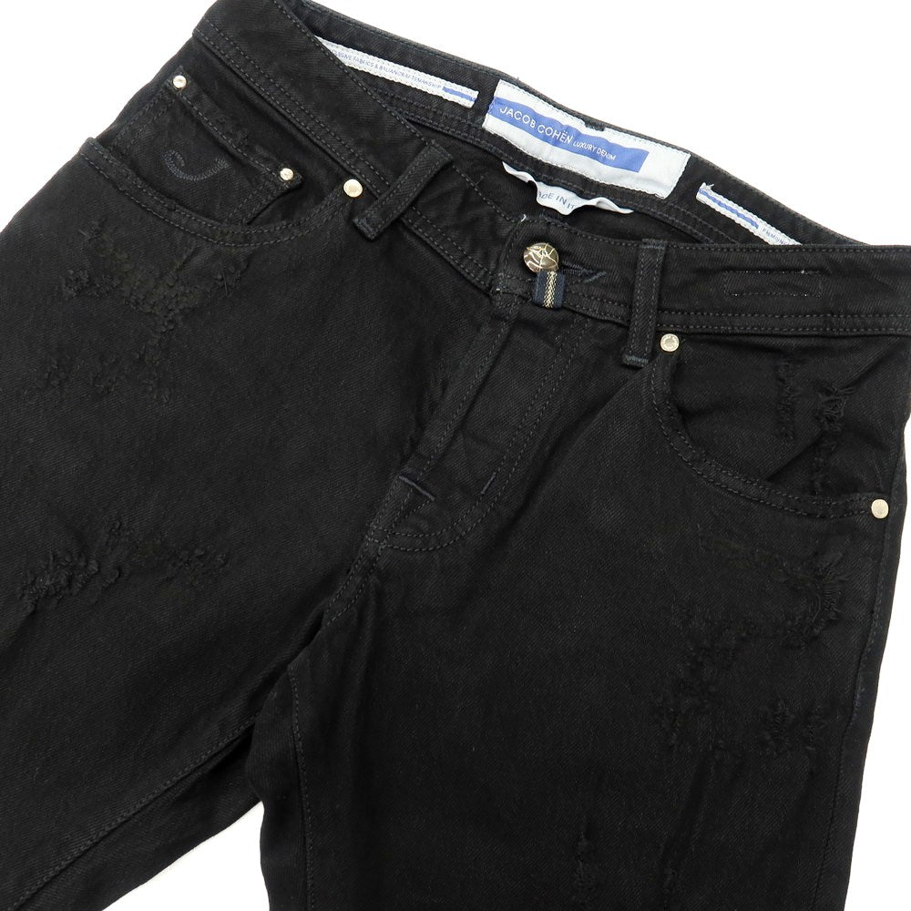 【中古】【未使用】ヤコブコーエン JACOB COHEN NICK ダメージ加工 ストレッチ コットン デニムパンツ ブラック【サイズ28】【 状態ランクS 】【 メンズ 】