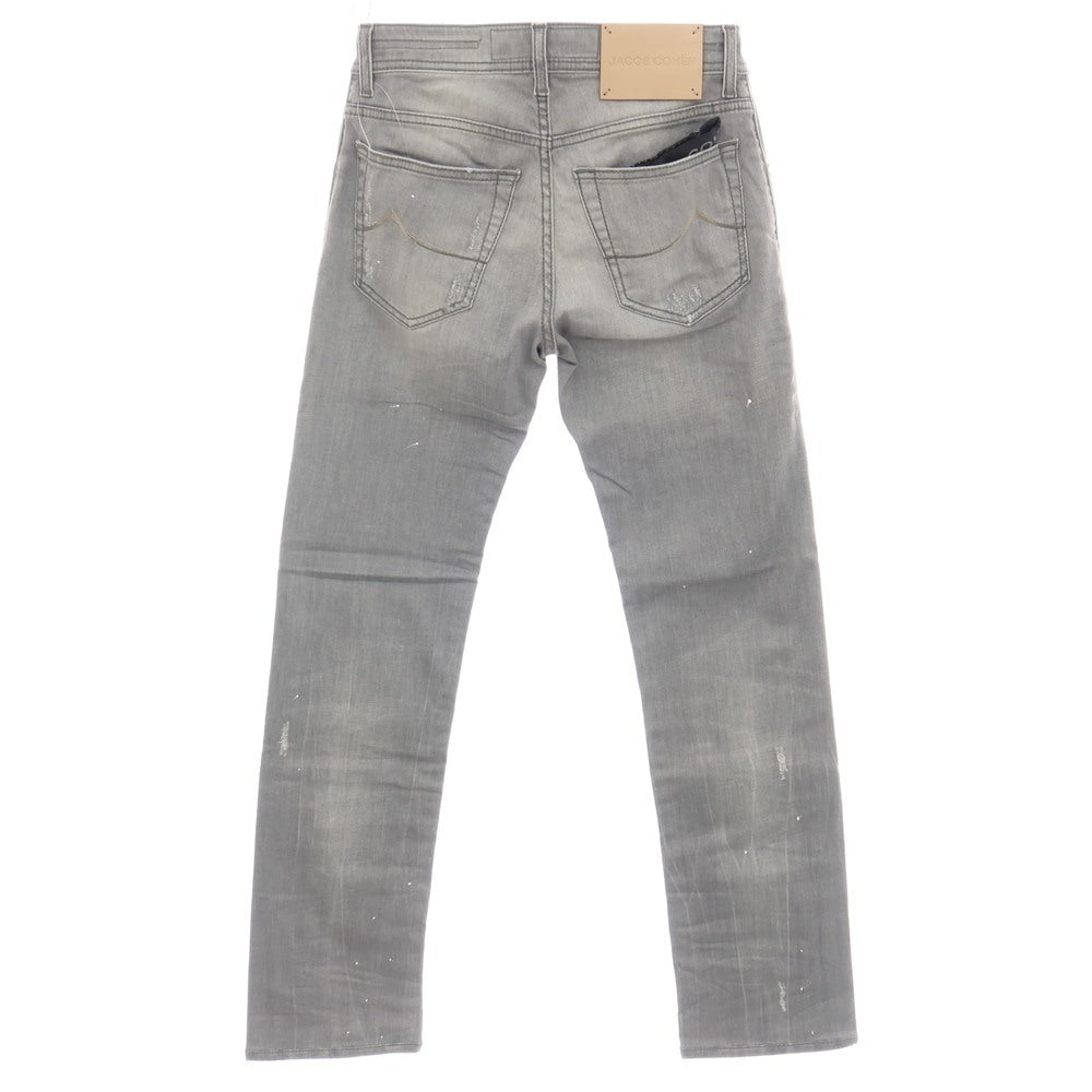 【中古】ヤコブコーエン JACOB COHEN NICK ダメージ&ペイント加工 ストレッチ コットン デニムパンツ ジーンズ グレー【サイズ28】【 状態ランクA 】【 メンズ 】