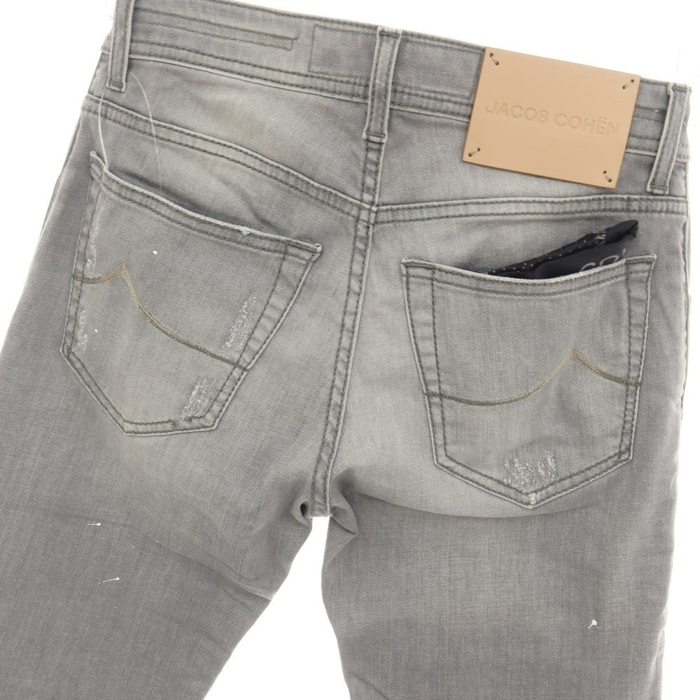 【中古】ヤコブコーエン JACOB COHEN NICK ダメージ&ペイント加工 ストレッチ コットン デニムパンツ ジーンズ グレー【サイズ28】【 状態ランクA 】【 メンズ 】