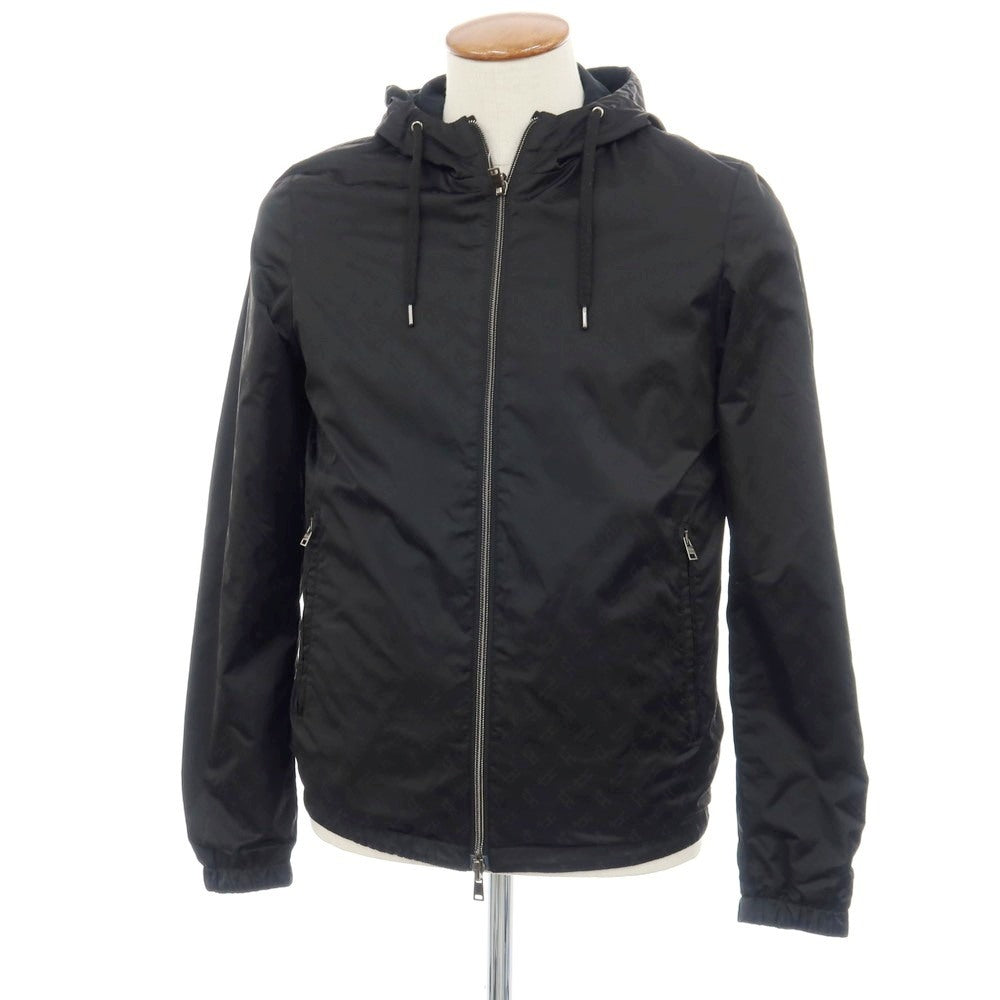 【中古】ヘルノ Herno リバーシブル モノグラム柄ジャカード&ストレッチメッシュ フーデッドブルゾン ブラック【サイズ46】【 状態ランクA 】【 メンズ 】