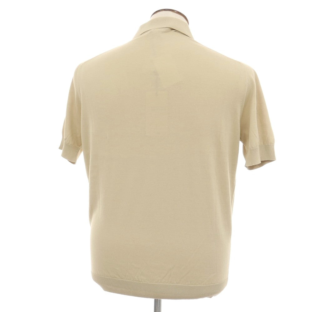 【中古】フィリッポ デ ローレンティス FILIPPO DE LAURENTIIS ハイゲージ クレープコットン スキッパー 半袖 ポロニット ベージュ【サイズ50】【 状態ランクA 】【 メンズ 】