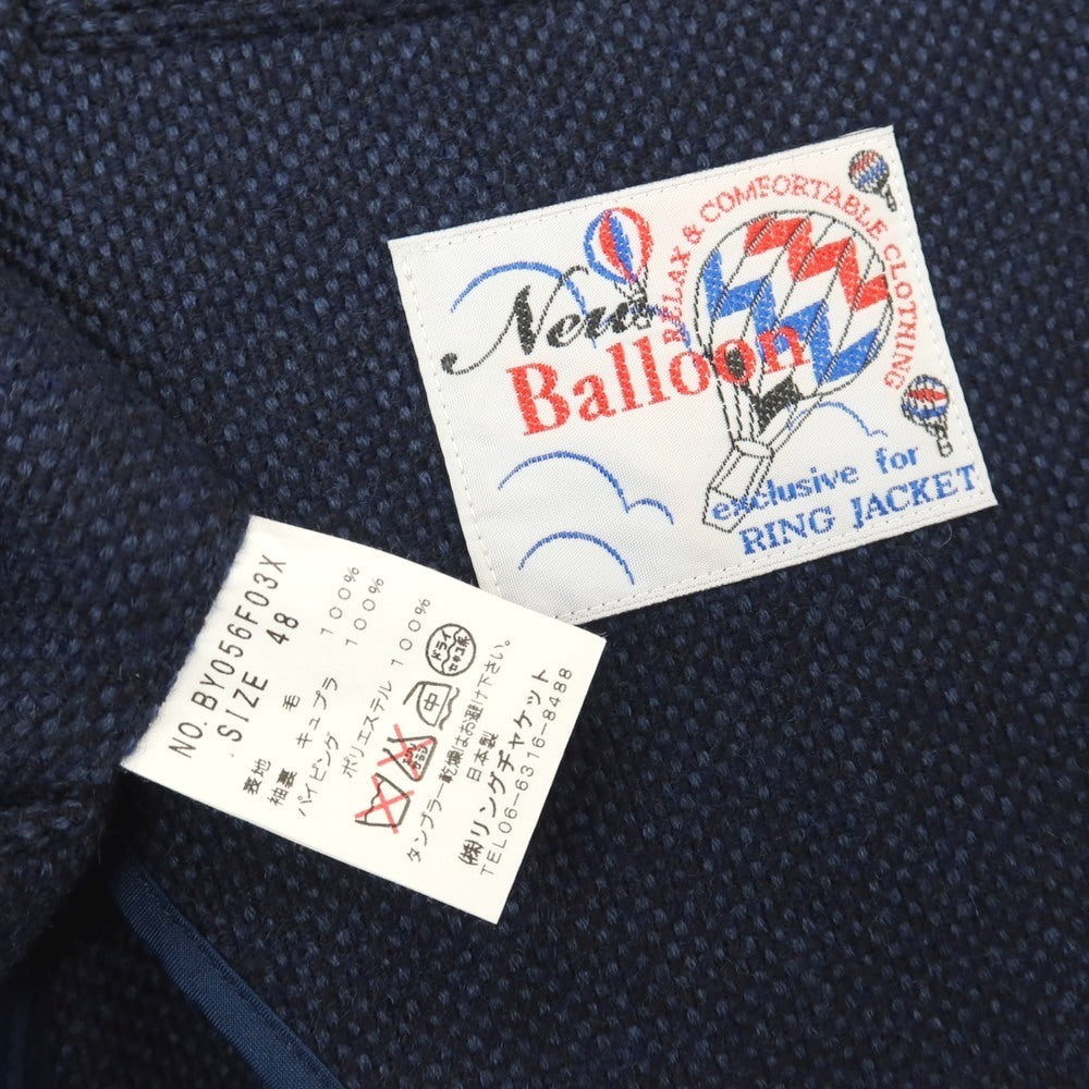 【中古】リングヂャケット RING JACKET New Balloon ウール 3B テーラードジャケット ネイビー【サイズ48】【 状態ランクC 】【 メンズ 】
