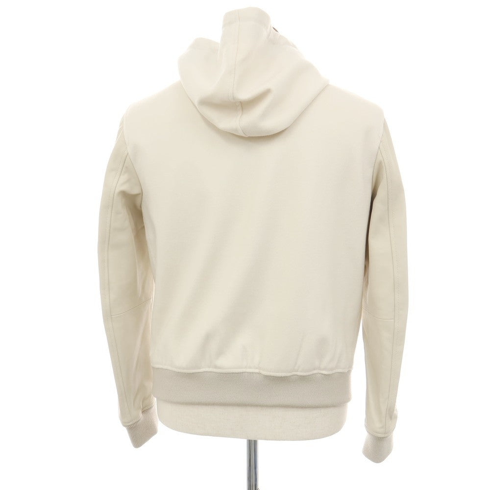 【中古】エンメティ EMMETI URBINO ウール×ラムスキン レザー フーデッドブルゾン オフホワイトxグレージュ【サイズ48】【 状態ランクB 】【 メンズ 】