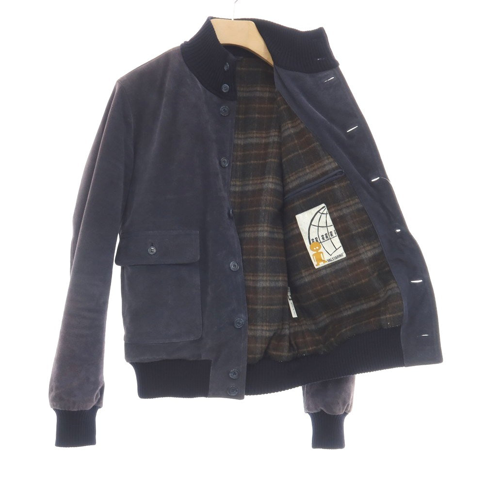 【中古】ヴァルスター Valstar スエード ヴァルスタリーノブルゾン レザーブルゾン ネイビー【サイズ48】【 状態ランクD 】【 メンズ 】