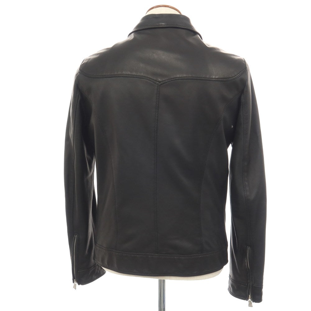 【中古】デラン Delan レザー 襟付き シングル ライダースジャケット ブラック【サイズ48】【 状態ランクC 】【 メンズ 】