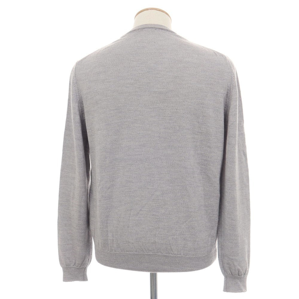 【中古】ムッシュ ラスネール MONSIEUR LACENAIRE ウール クルーネック プルオーバーニット グレー【サイズM】【 状態ランクB 】【 メンズ 】