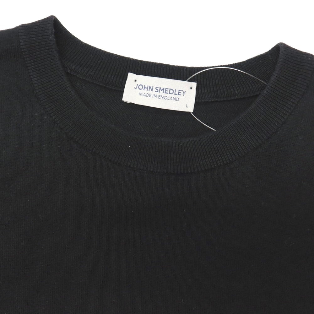 【中古】ジョンスメドレー JOHN SMEDLEY シーアイランドコットン ニット クルーネック 半袖Tシャツ ブラック【サイズL】【 状態ランクC 】【 メンズ 】