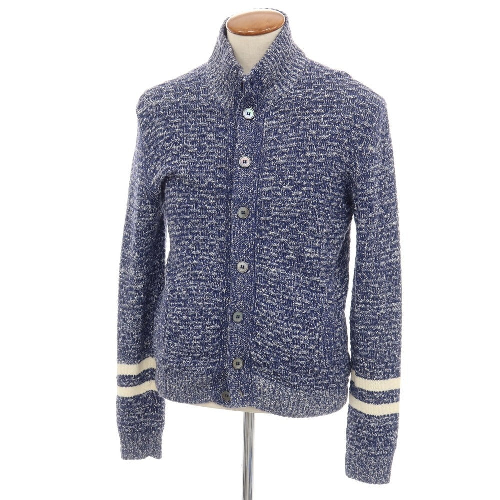 【中古】ザノーネ ZANONE コットンリネン スタンドカラー ニット カーディガン ネイビー【サイズ46】【 状態ランクB 】【 メンズ 】