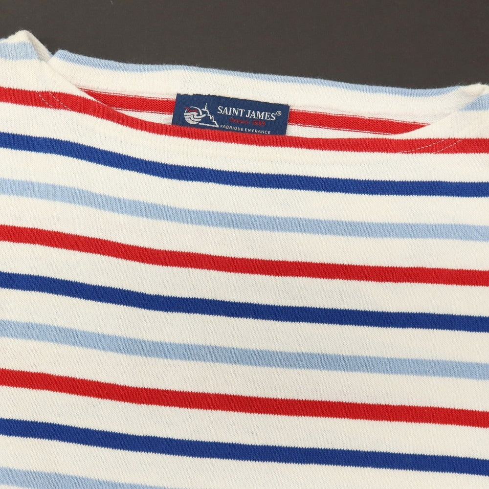 【中古】セントジェームス SAINT JAMES コットン ボーダー ボートネック バスクシャツ 長袖Tシャツ トリコロール系【サイズ4】【 状態ランクB 】【 メンズ 】