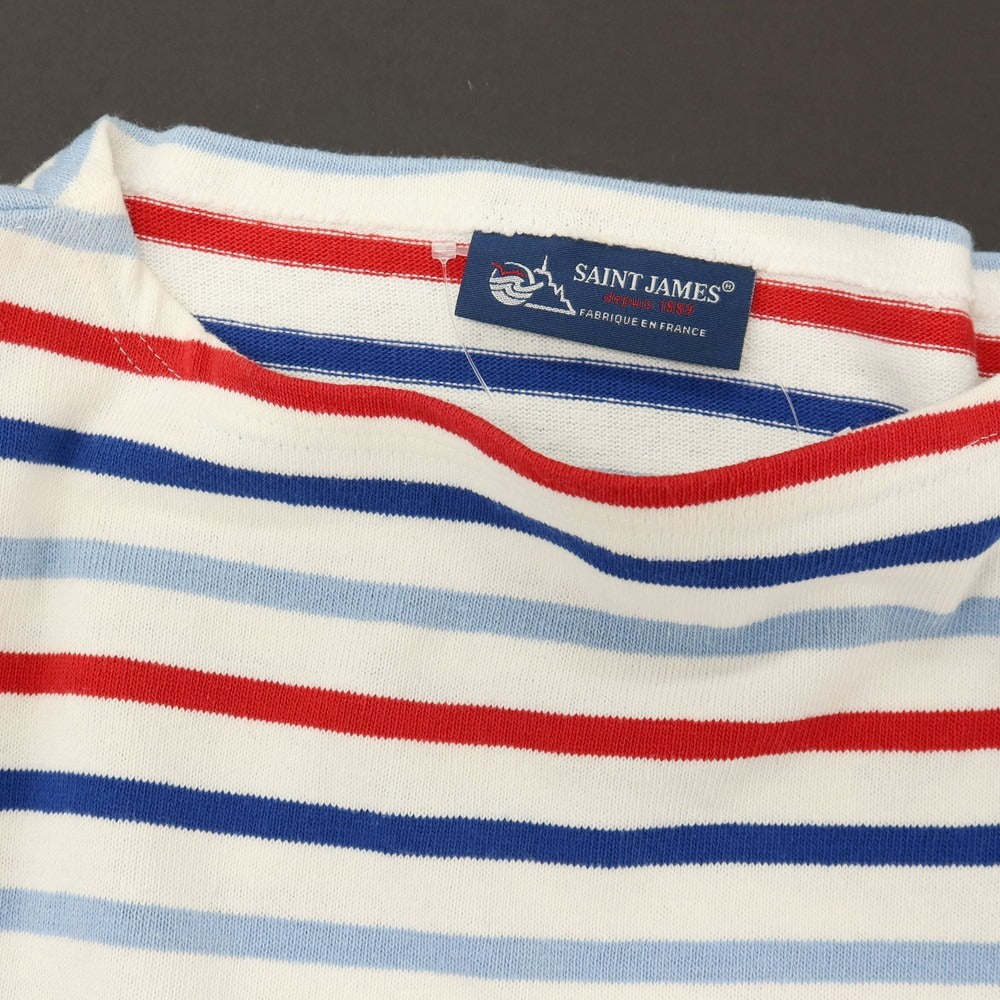 【中古】セントジェームス SAINT JAMES コットン ボーダー ボートネック バスクシャツ 長袖Tシャツ トリコロール系【サイズ4】【 状態ランクB 】【 メンズ 】