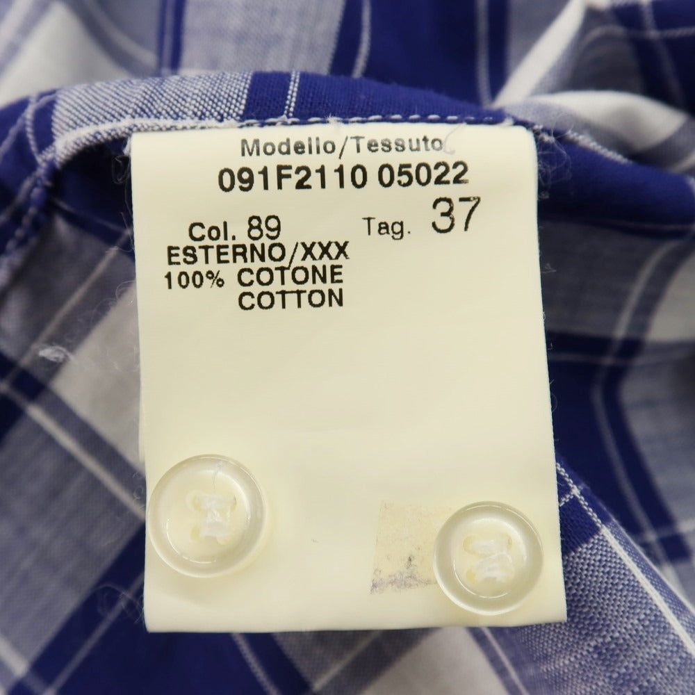 【中古】ギローバー GUY ROVER コットン チェック ホリゾンタルカラー カジュアルシャツ ネイビーxホワイト【サイズ37】【 状態ランクC 】【 メンズ 】