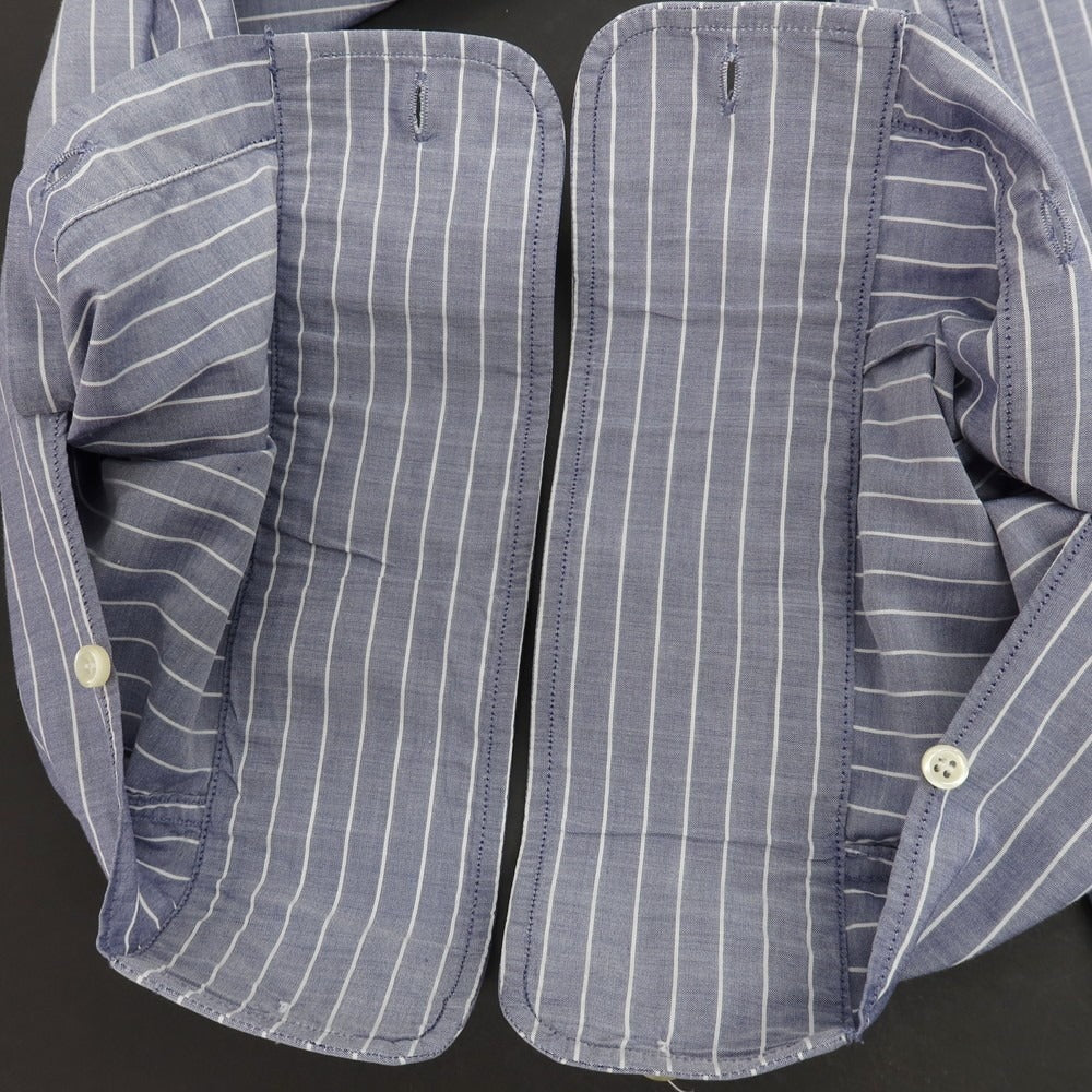【中古】エンポリオ アルマーニ EMPORIO ARMANI ストライプ レギュラーカラー カジュアルシャツ ライトネイビーxホワイト【サイズ42】【 状態ランクB 】【 メンズ 】