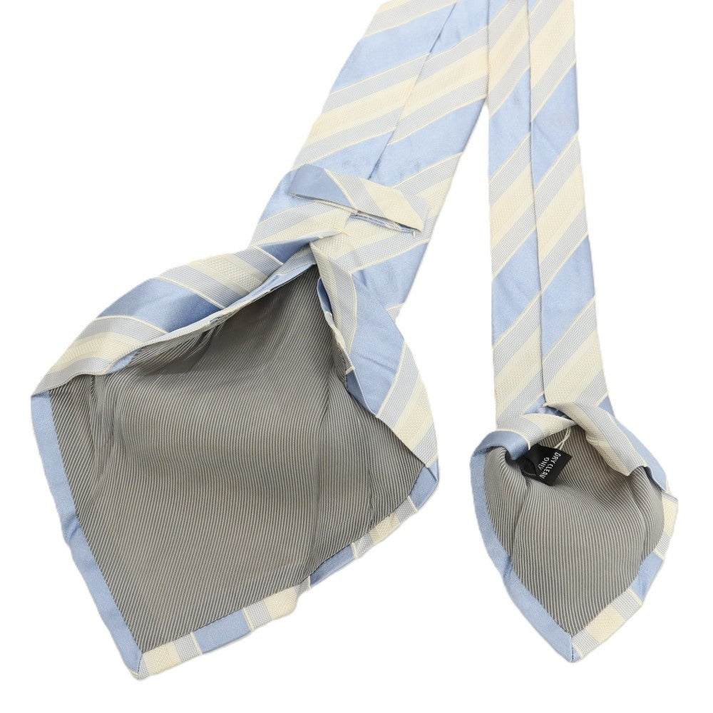 【中古】キートン Kiton シルク ストライプ柄ネクタイ ホワイトxライトブルー【 状態ランクC 】【 メンズ 】