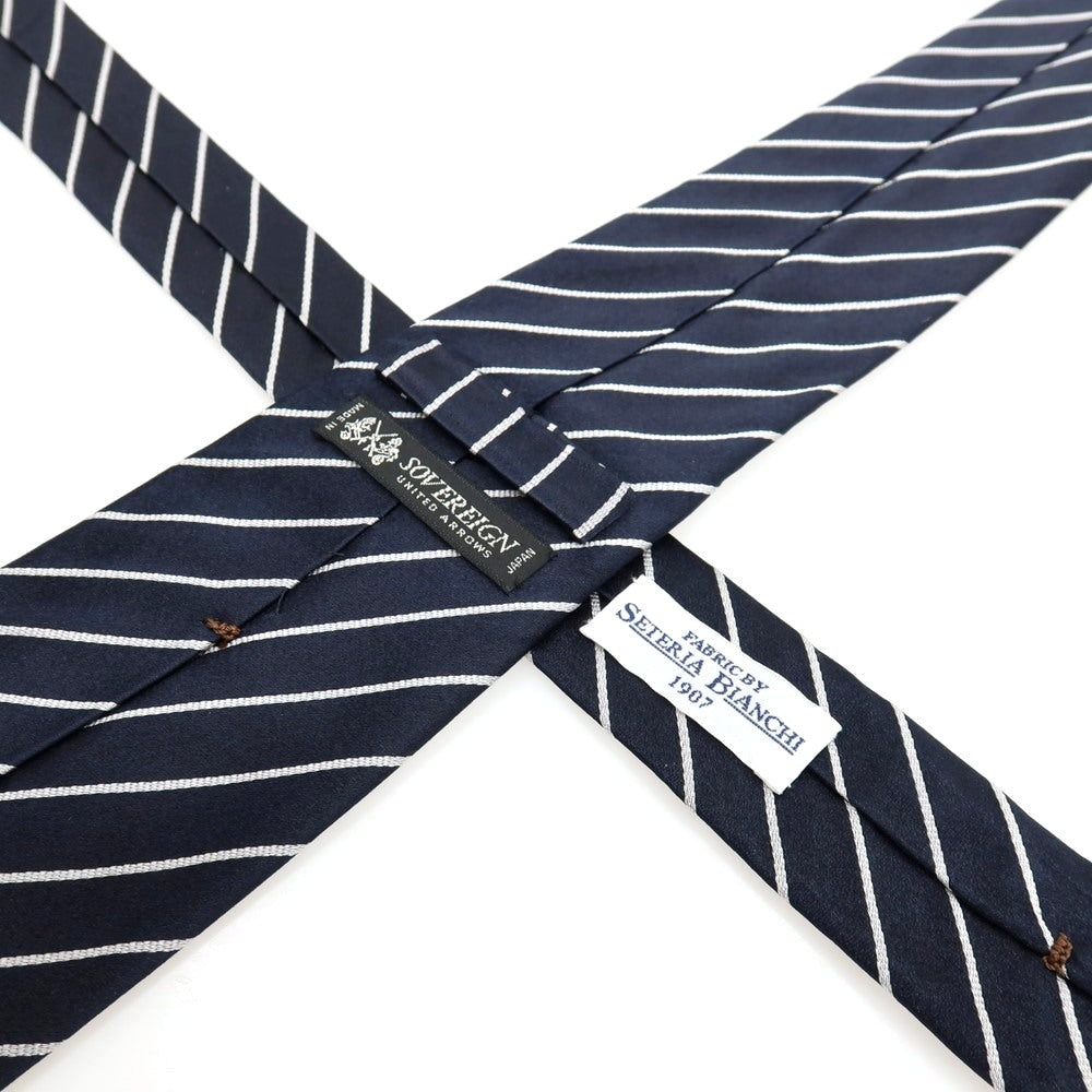 【中古】ソブリン SOVEREIGN シルク ストライプ柄ネクタイ ダークネイビー【 状態ランクB 】【 メンズ 】