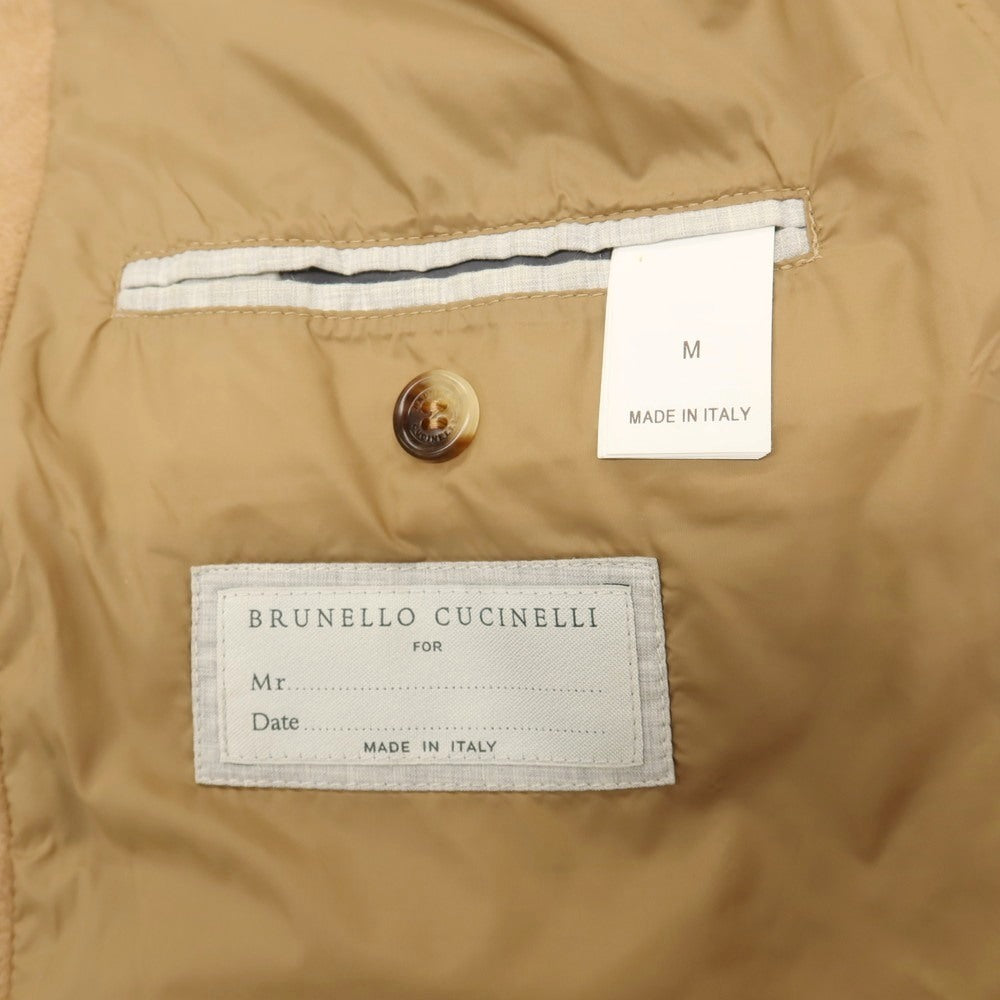 【中古】ブルネロクチネリ Brunello Cucinelli ナイロン×カシミヤ レイヤードデザイン フーデッド ダウンベスト グレーxベージュ【サイズM】【 状態ランクB 】【 メンズ 】