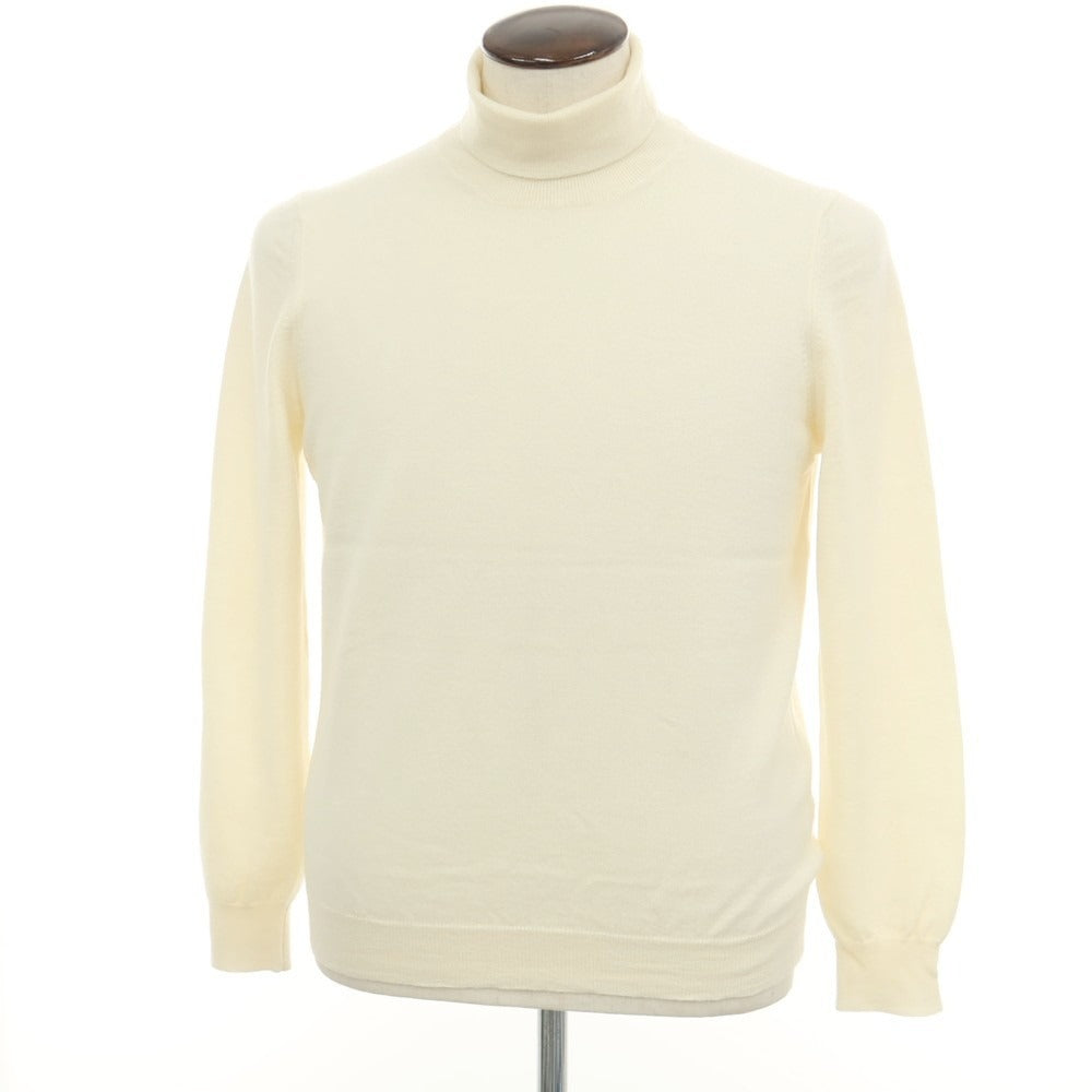 【中古】グランサッソ GRAN SASSO ウール タートルネック プルオーバーニット オフホワイト【サイズ50】【 状態ランクC 】【 メンズ 】