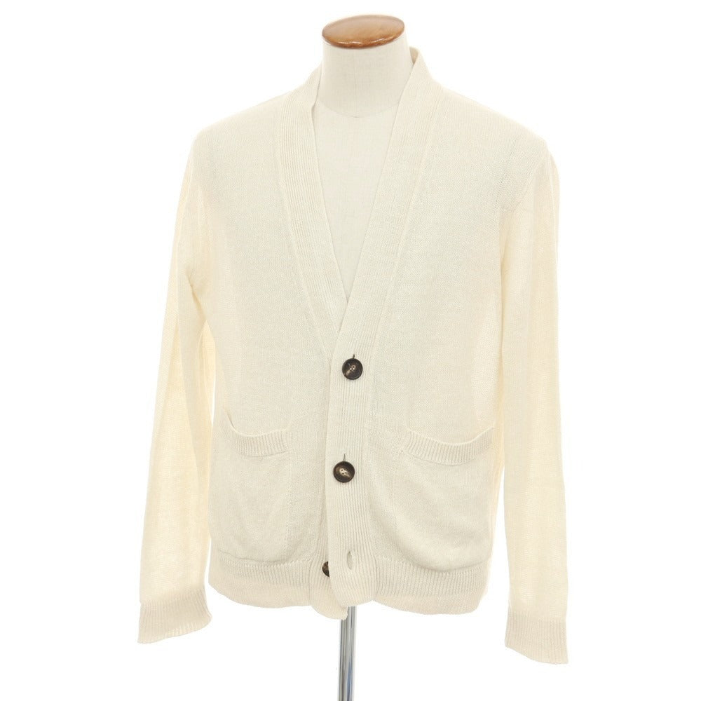 【中古】セッテフィーリ カシミア Settefili Cashmere リネンシルク ニット カーディガン ライトベージュxホワイト【サイズ48】【 状態ランクB 】【 メンズ 】