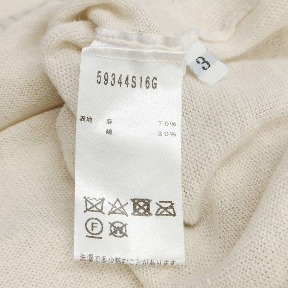【中古】リングヂャケット RING JACKET リネンコットン クルーネック 半袖 プルオーバーニット アイボリー【サイズ3】【 状態ランクB 】【 メンズ 】