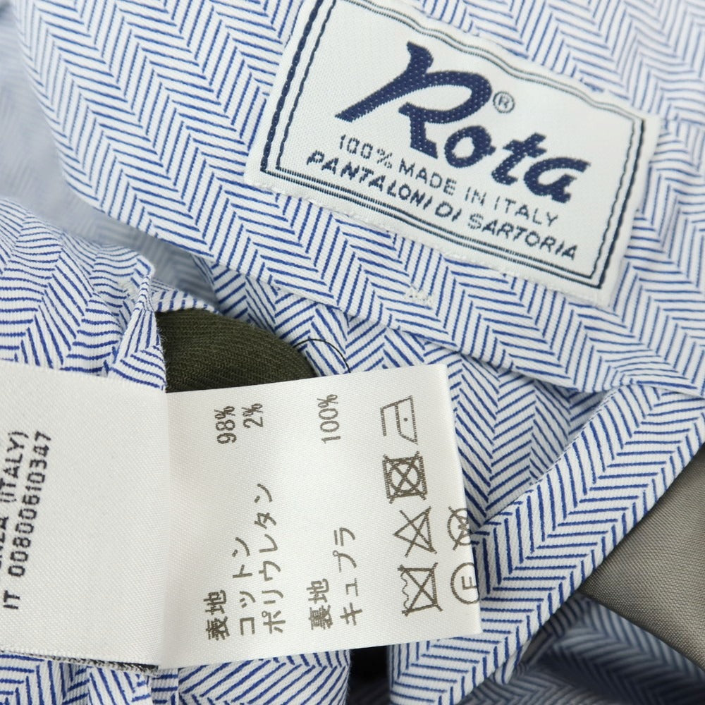 【中古】ロータ ROTA ストレッチ ツイルコットン カジュアルスラックスパンツ オリーブグリーン系【サイズ48】【 状態ランクB 】【 メンズ 】